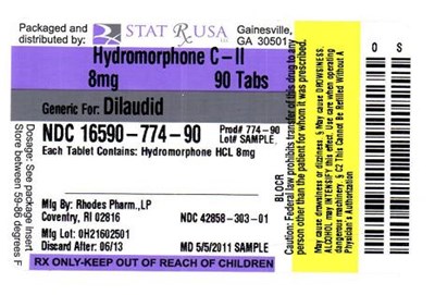 HYDROMORPHONE 8MG LABEL 774.jpg Label Image - HYDROMORPHONE 8MG LABEL 774